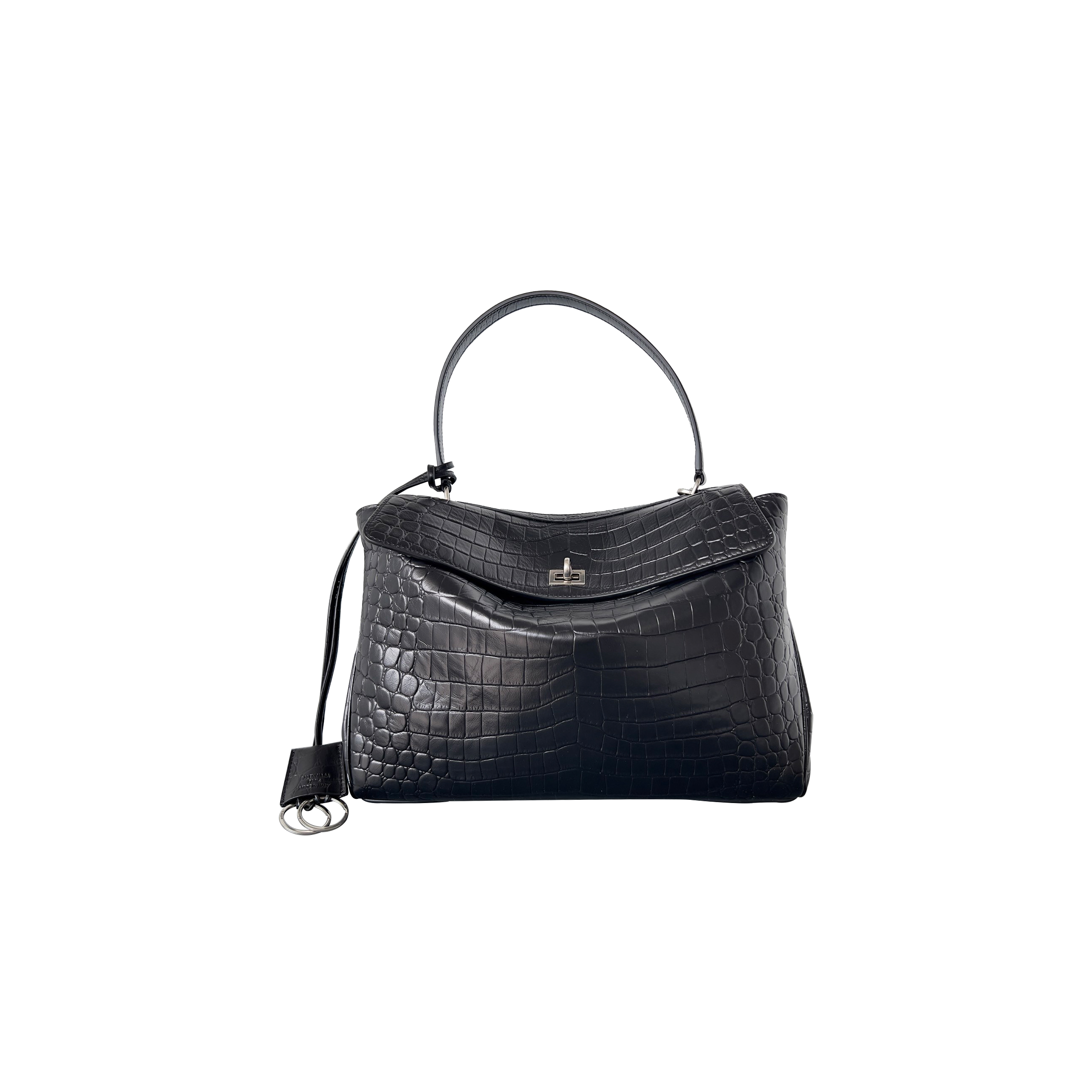 Ba*len*cia*ga women''s rodeo medium handbag crocodile embossed in black 7897722aa5l1100 (35*23.3*10.9)